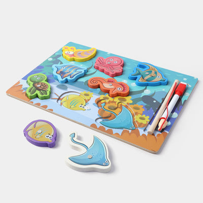 Magnetic Wooden Board Fishing Game