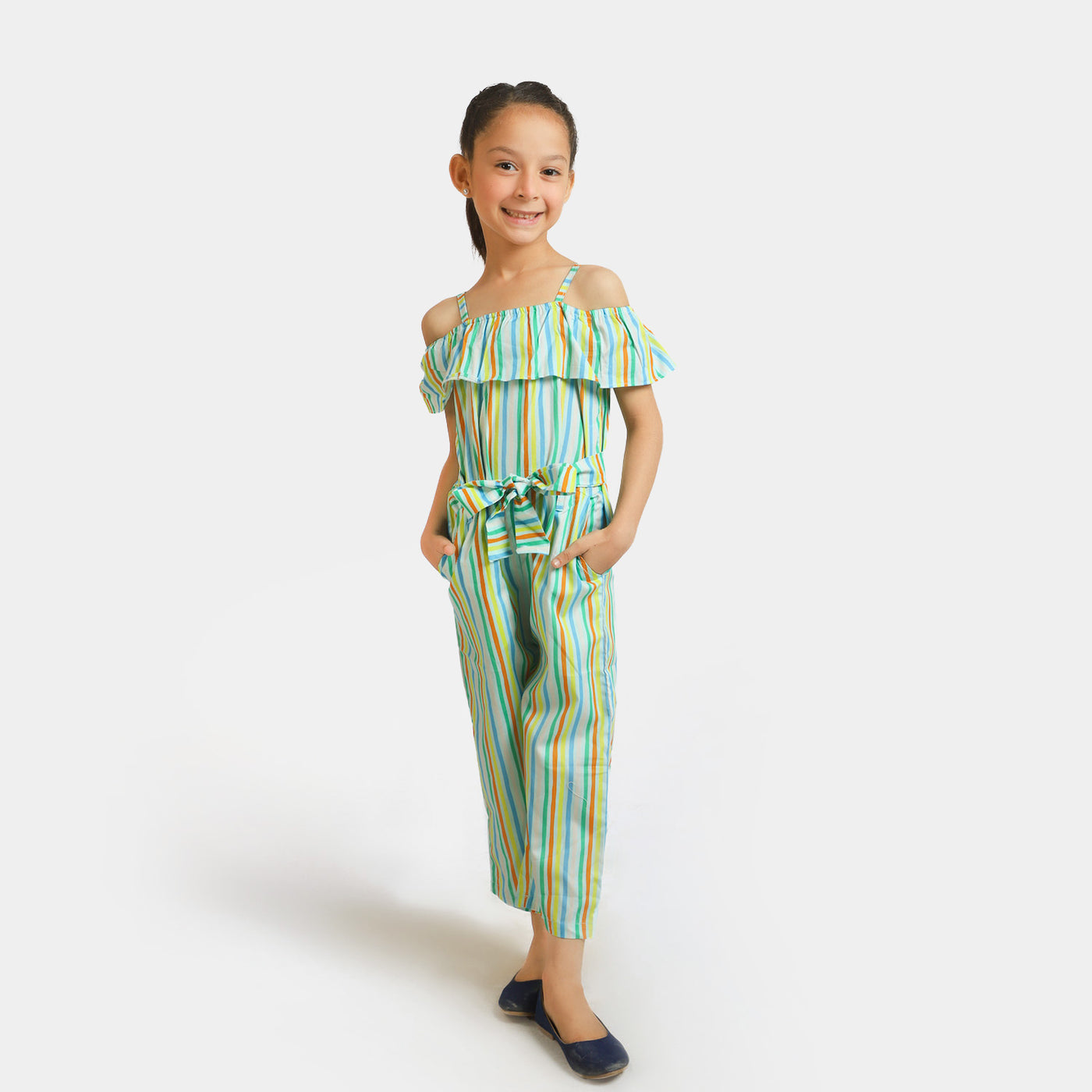 Girls Cotton Lining Jumpsuit - Multi