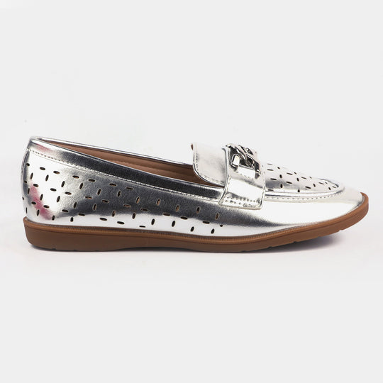 Girls Loafers 693-2-SILVER