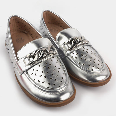 Girls Loafers 693-2-SILVER