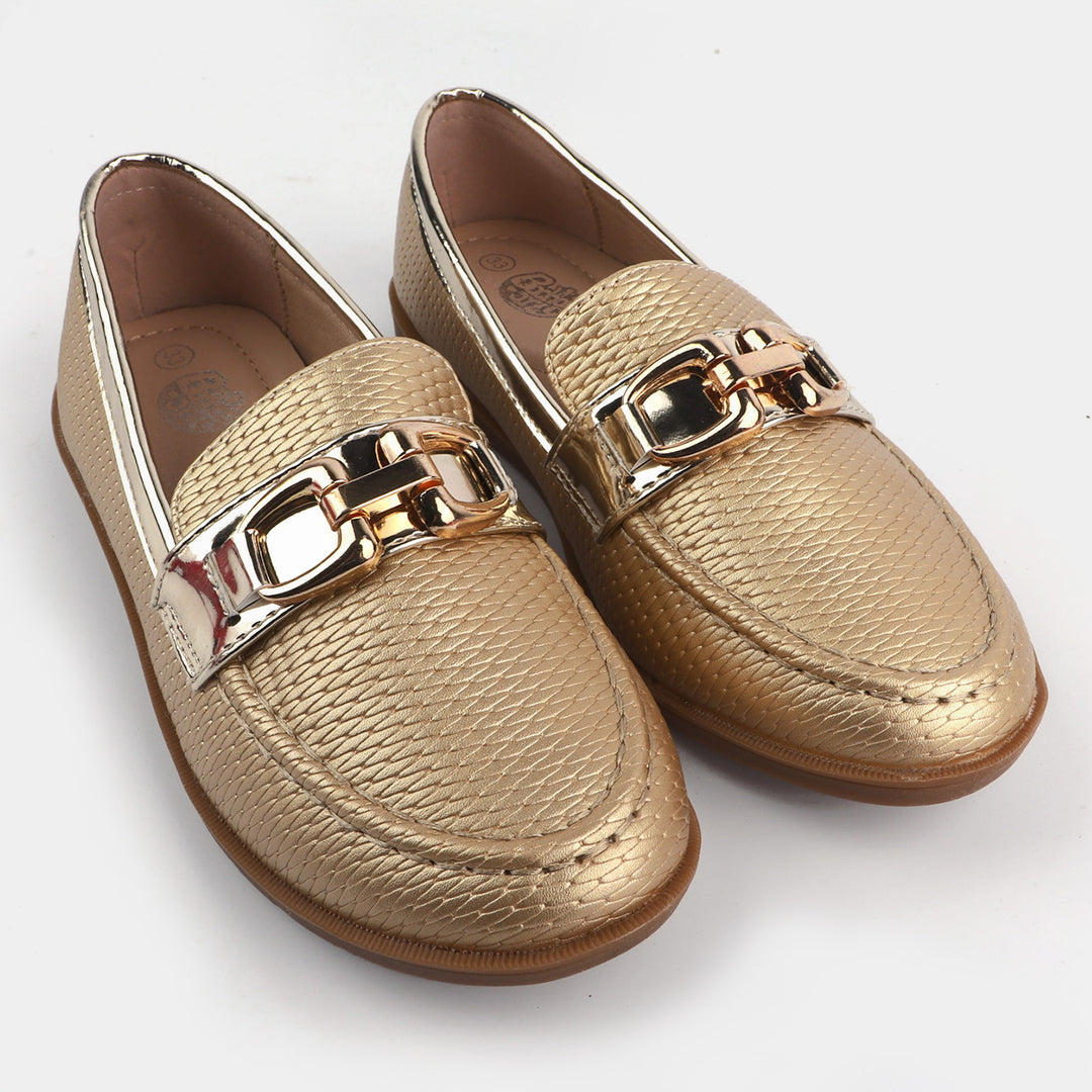 Girls Loafers 693-1-Gold