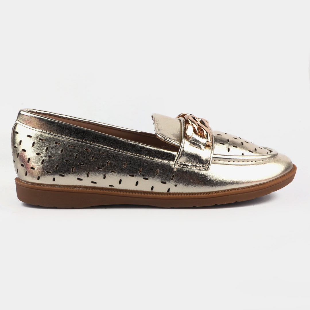 Girls Loafers 693-2-Gold