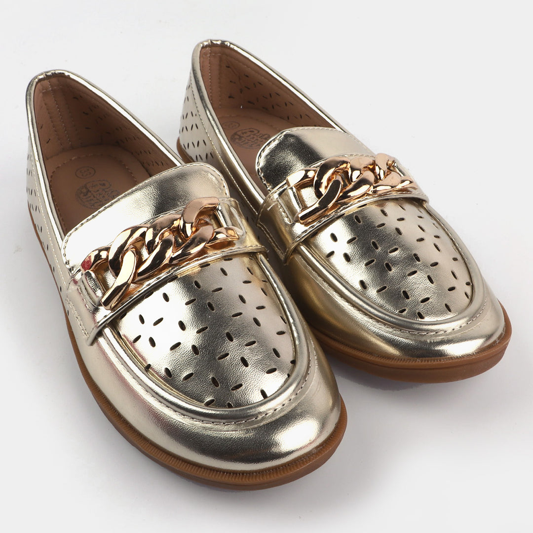 Girls Loafers 693-2-Gold