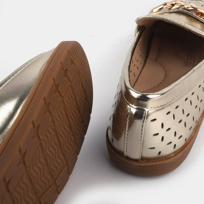 Girls Loafers 693-2-Gold