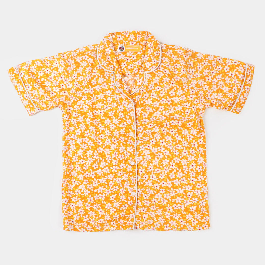 Girls Woven Night Suit Flowers - Citrus