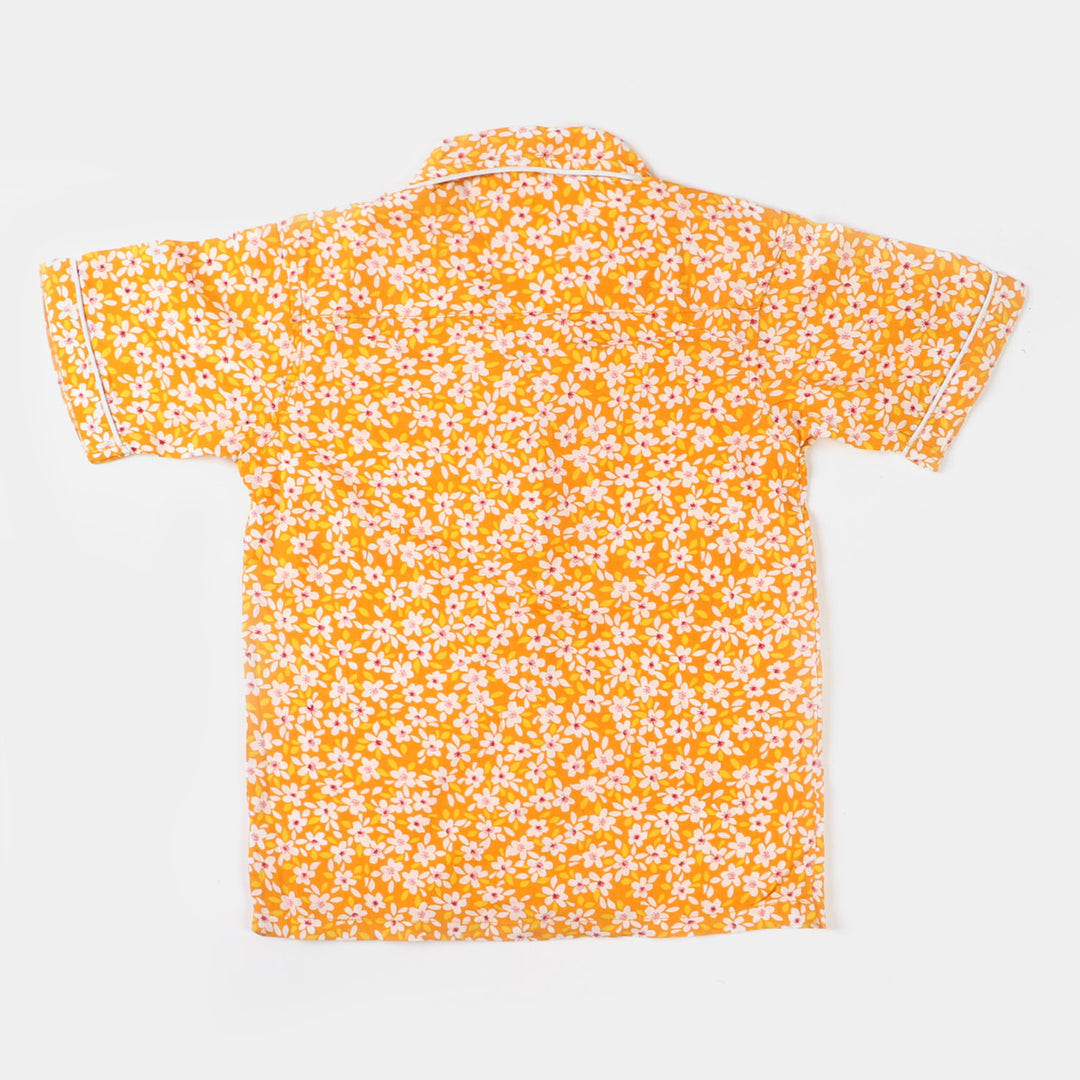 Girls Woven Night Suit Flowers - Citrus