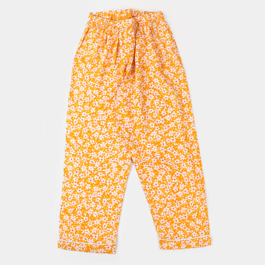 Girls Woven Night Suit Flowers - Citrus