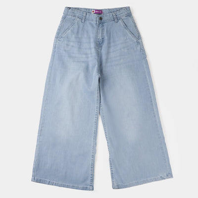 Girls Denim Basic Culotte - Mid Blue