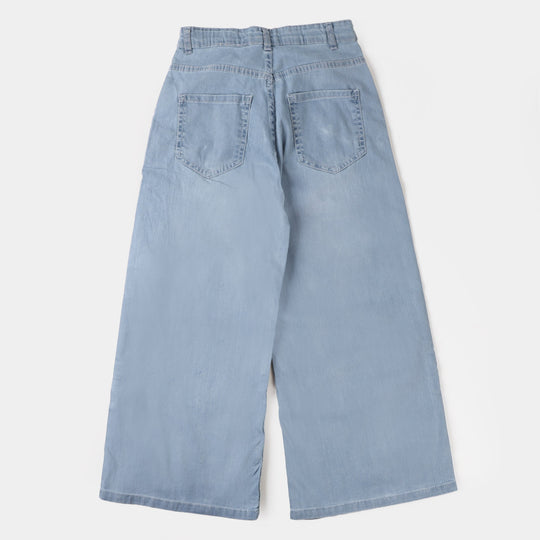 Girls Denim Basic Culotte - Mid Blue