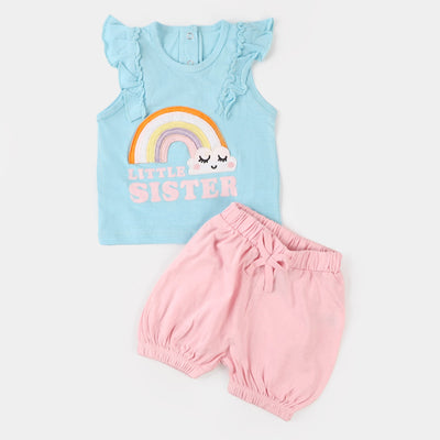 Infant Girls Set 2 Pc Little Sister - Light Blue And light pink