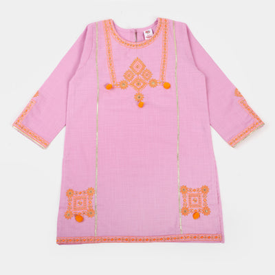 Girls Cotton 3PCs Suit Dil Naz - Pink