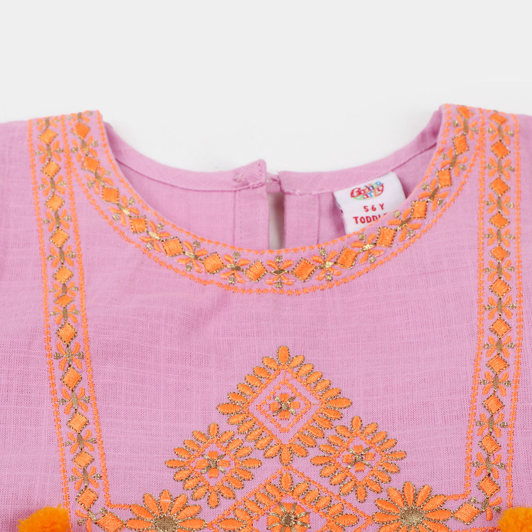 Girls Cotton 3PCs Suit Dil Naz - Pink
