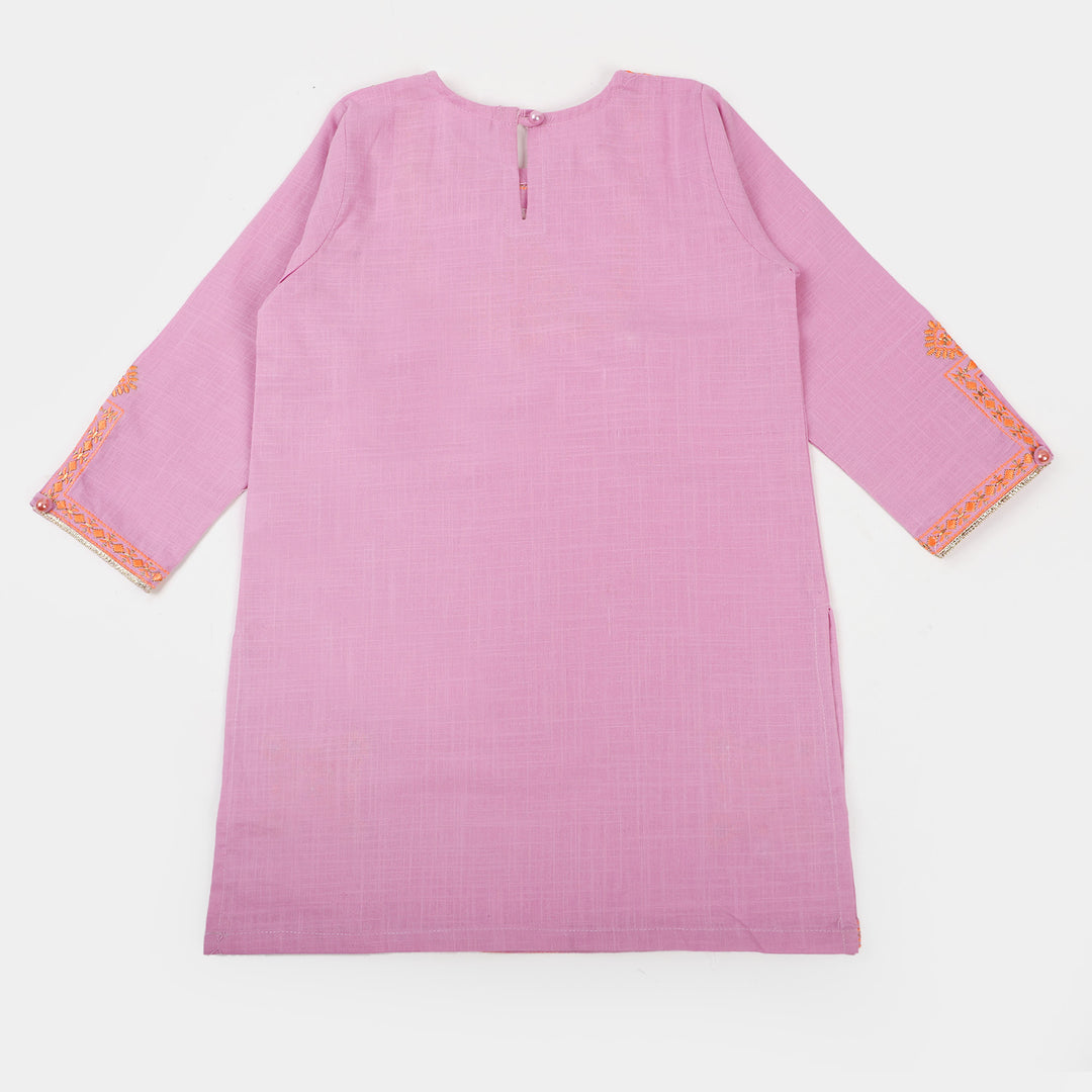 Girls Cotton 3PCs Suit Dil Naz - Pink