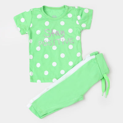 Infant Girls Knitted Suit Stay Positive - Neon Green