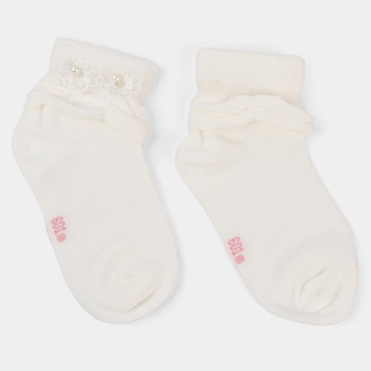 Girls Fancy Socks 4-7Y | White