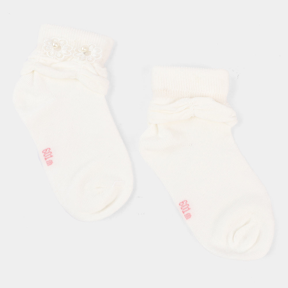Girls Fancy Socks 4-7Y | White