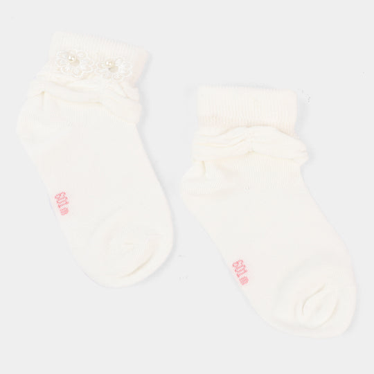 Girls Fancy Socks 4-7Y | White