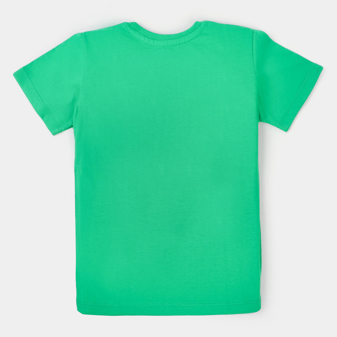 Unisex T-Shirt H/S Applique Flag -Fern Green