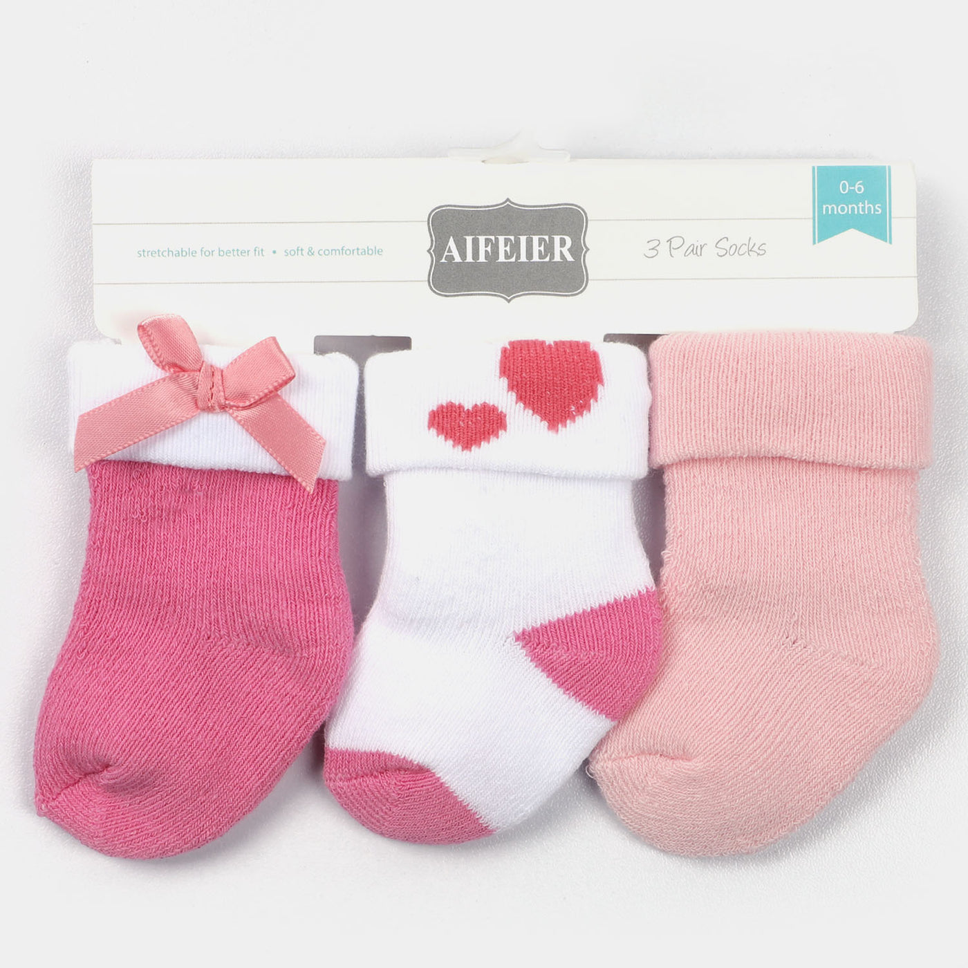 Newborn Socks Cotton 3PCs Pack | 0 to 6M