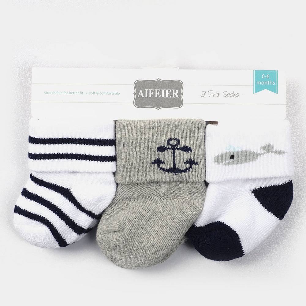 Newborn Socks Cotton 3PCs Pack | 0 to 6M