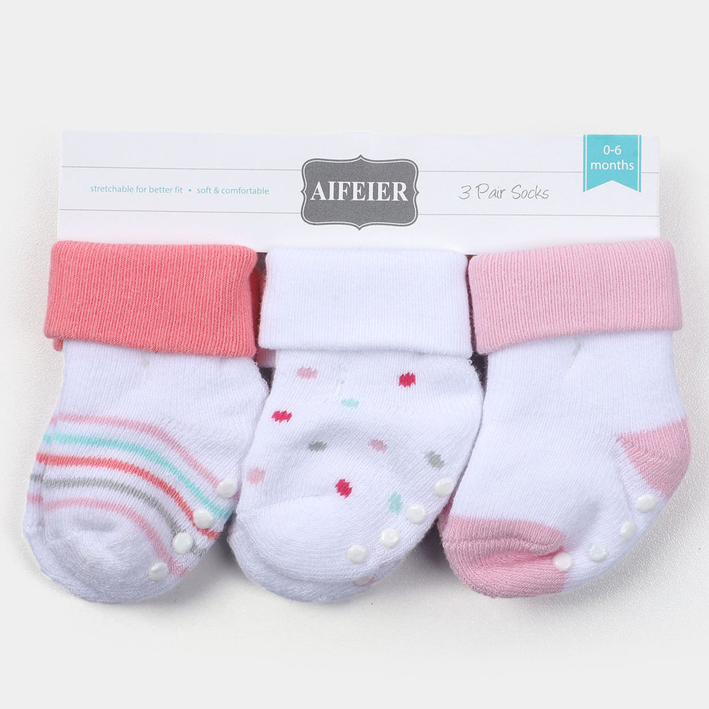 Newborn Socks Cotton 3PCs Pack | 0 to 6M