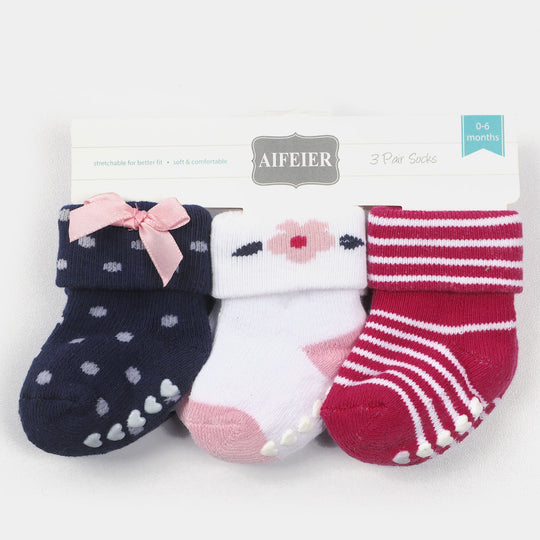 Newborn Socks Cotton 3PCs Pack | 0 to 6M