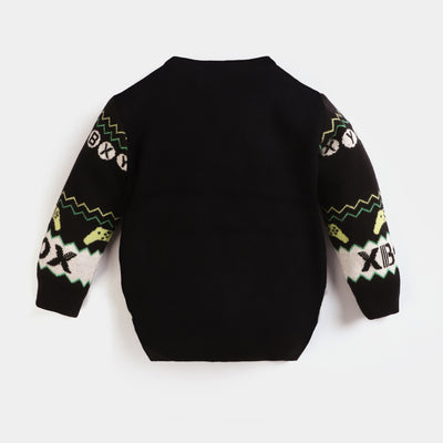 Boys Cotton Full Sleeves Sweater -BLACK
