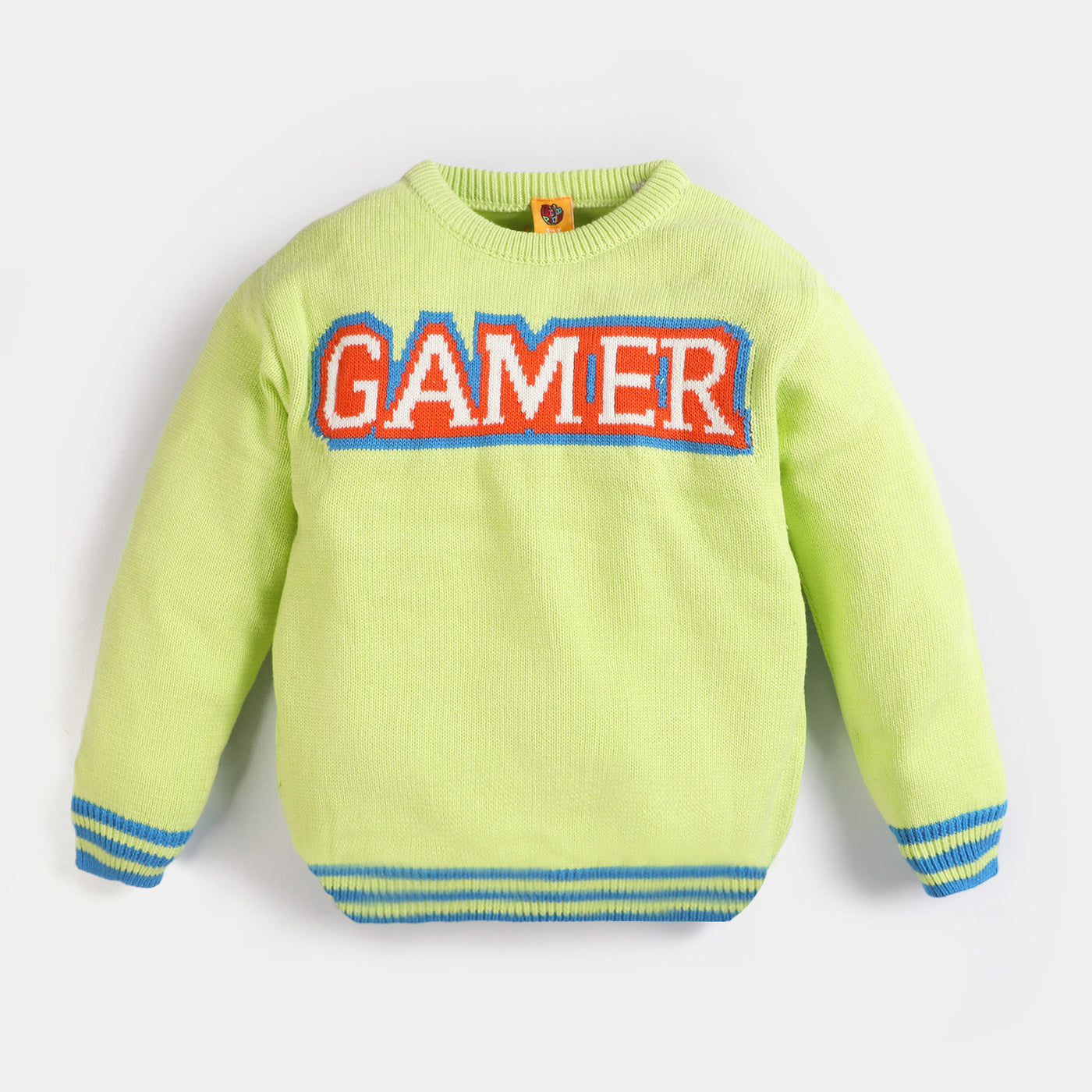 Boys Cotton Full Sleeves Sweater -Neon Green
