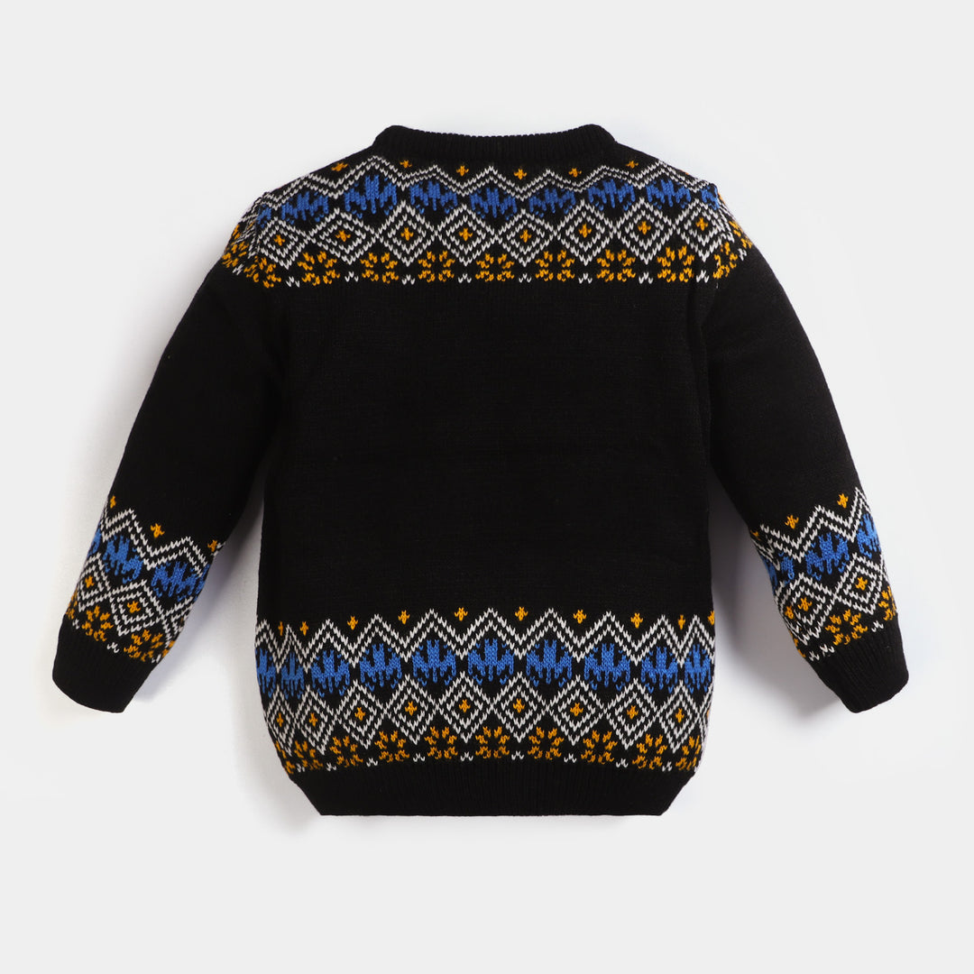 Boys Acrylic Full Sleeves Sweater -BLACK