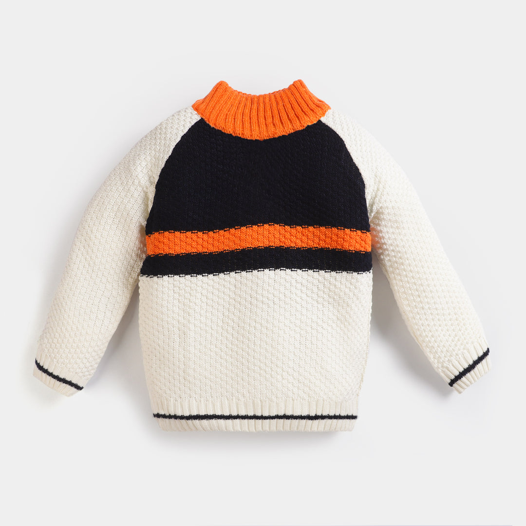 Boys Acrylic Full Sleeves Sweater -Off White