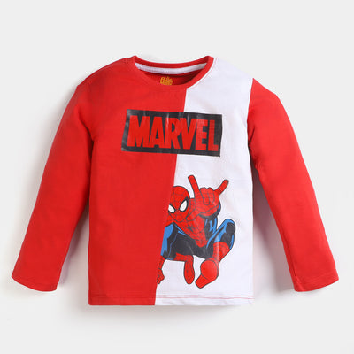 Boys Cotton T-Shirt F/S Character -Red/White