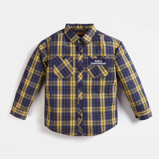 Boys Casual Check Shirt Basic -NAVY