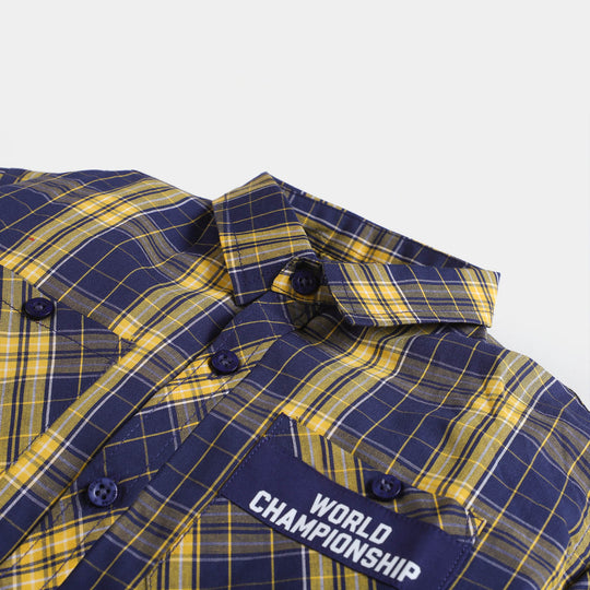 Boys Casual Check Shirt Basic -NAVY