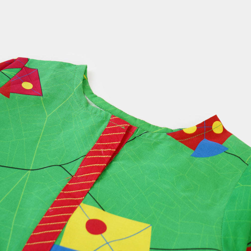 Infant Girls Cotton Independence Kurti Funky Monuments - Green