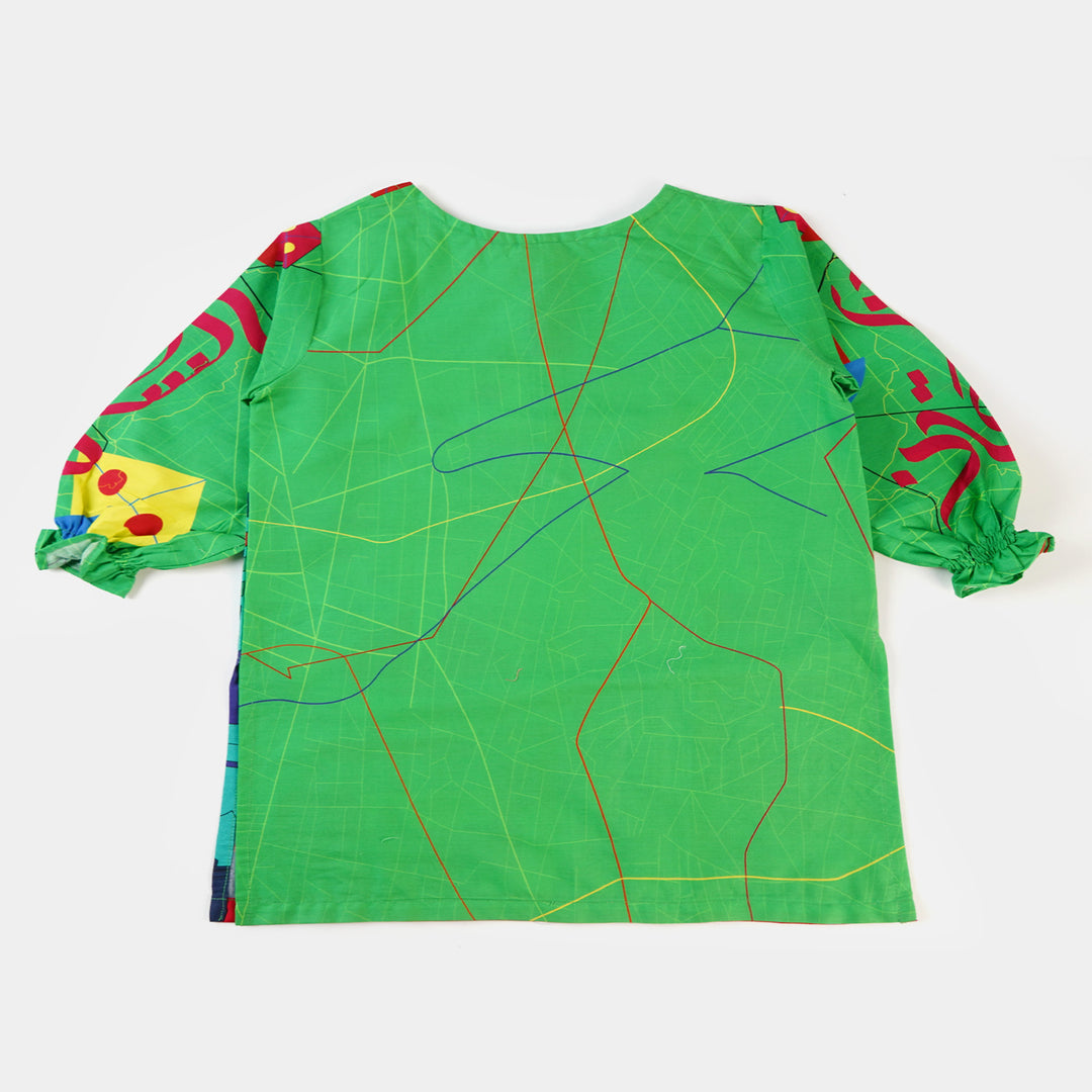 Infant Girls Cotton Independence Kurti Funky Monuments - Green
