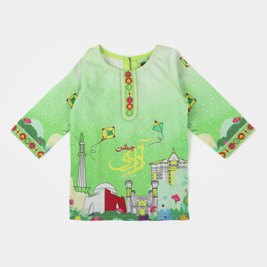 Infant Girls Cotton Independence Kurti Rang-e-Azadi - Green
