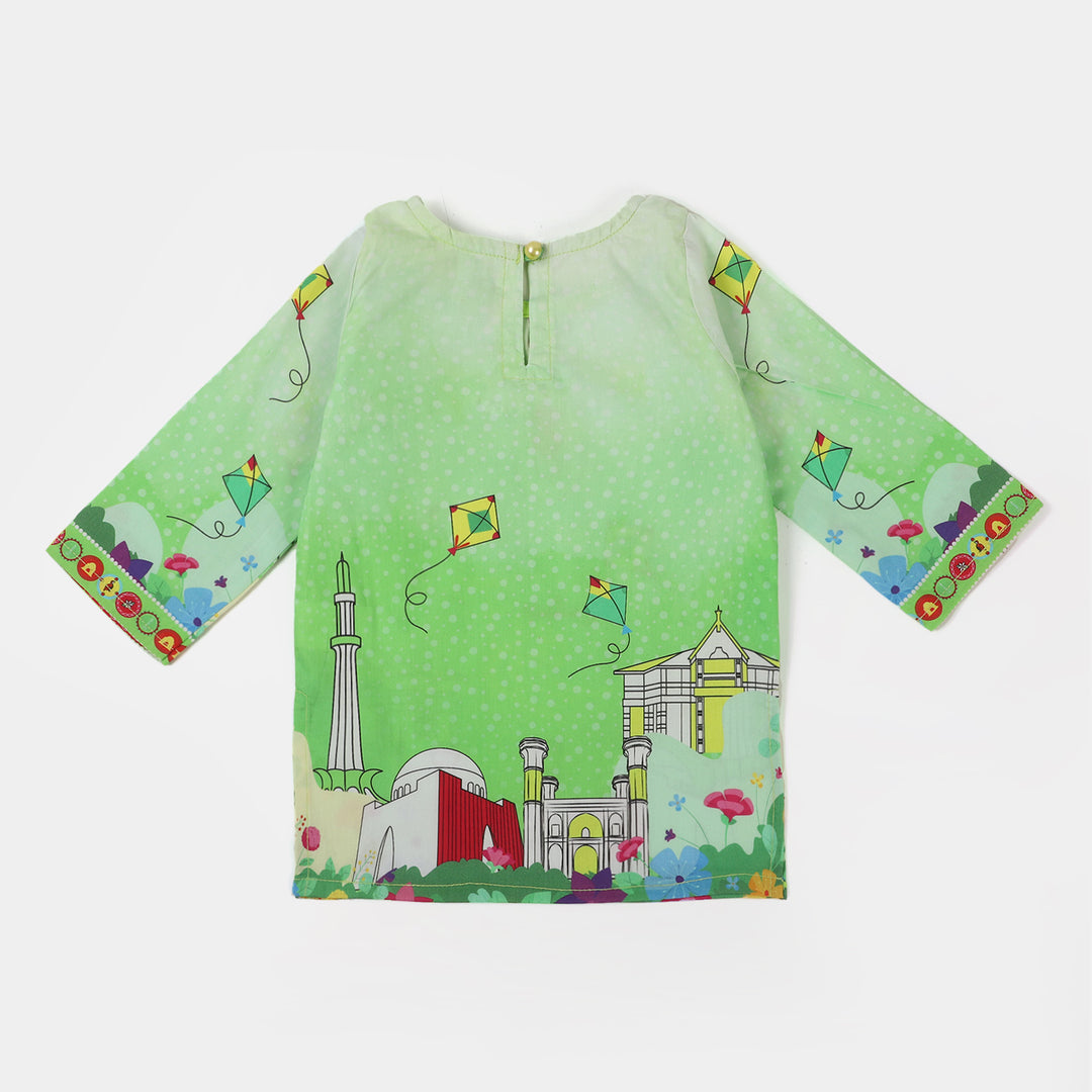 Infant Girls Cotton Independence Kurti Rang-e-Azadi - Green