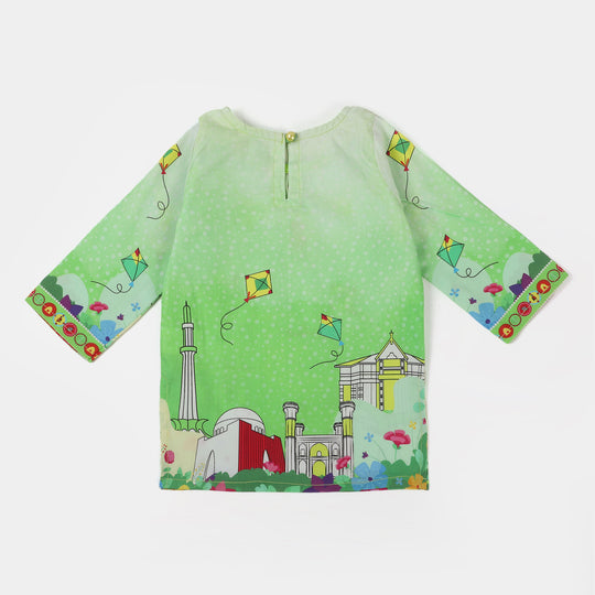 Infant Girls Cotton Independence Kurti Rang-e-Azadi - Green
