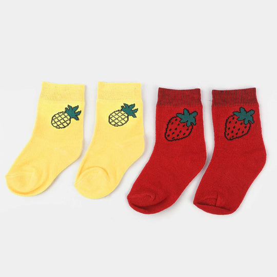 Infant Girls Socks Pack of 2 Fruits-Red.Yellow