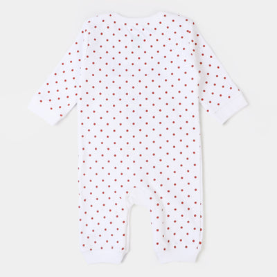 Infant Girls Knitted Romper Fox Heart-White