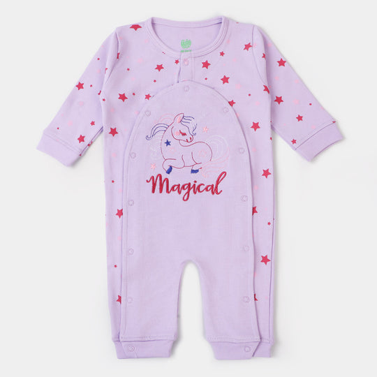 Infant Girls Knitted Romper Magical-Light Purple