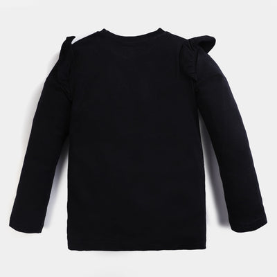 Girls Cotton T-Shirt F/S Jasmine-BLACK