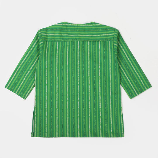 Infant Boys Cotton Printed Kurta Pakistan Zindabad - Green