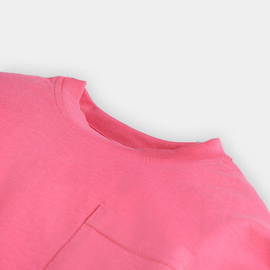 Girls Cotton T-Shirt F/S Basic- Coral Rose