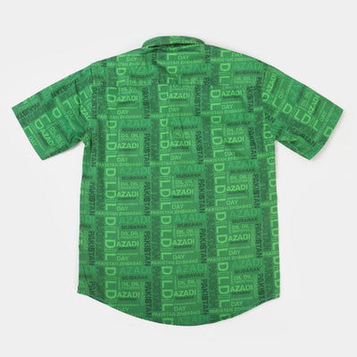 Boys Cotton Independence Casual Shirt Azadi Shirt - Green