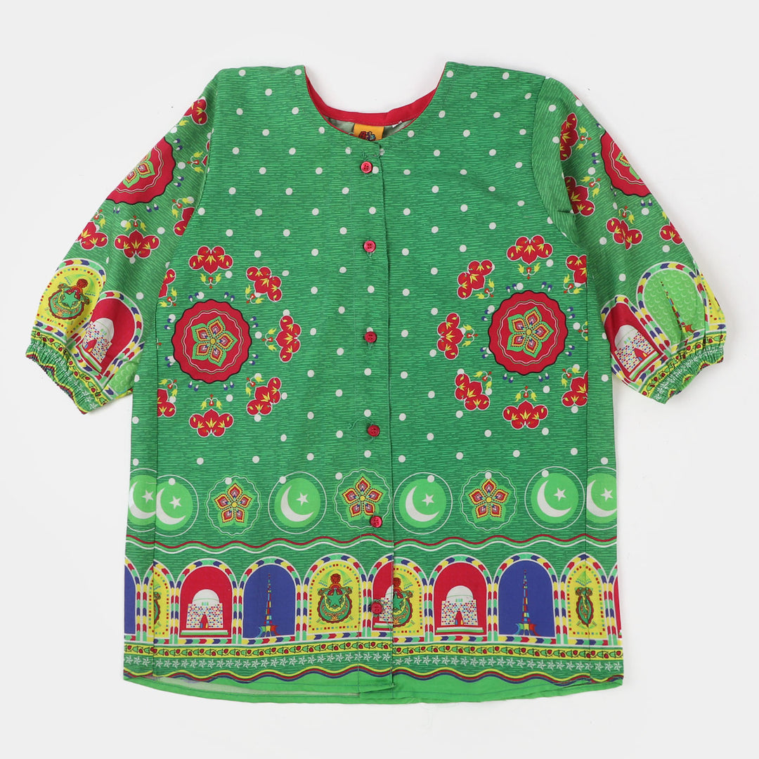 Girls Cotton independence Top Mandala - Green