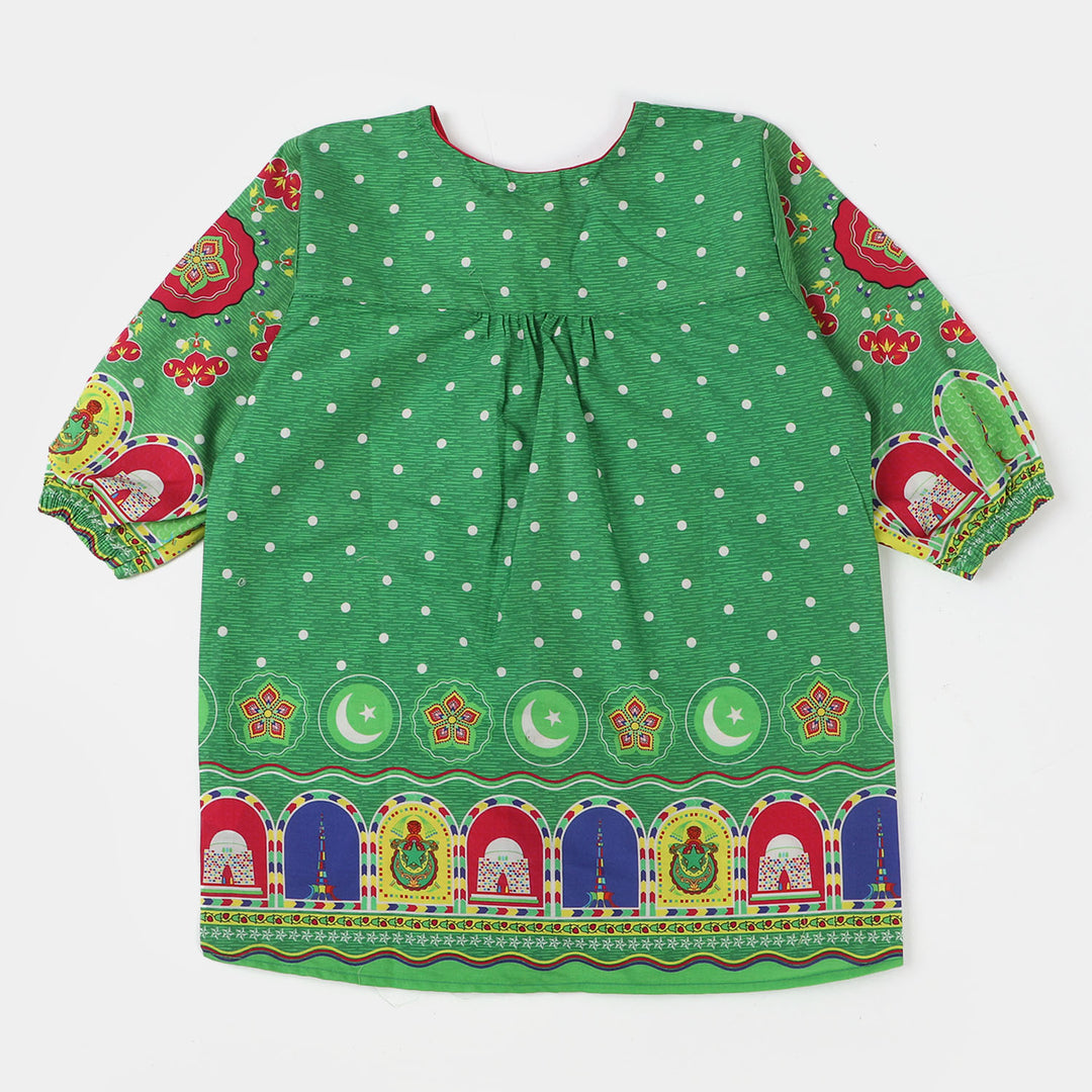 Girls Cotton independence Top Mandala - Green