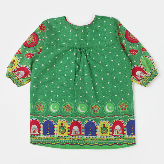 Girls Cotton independence Top Mandala - Green