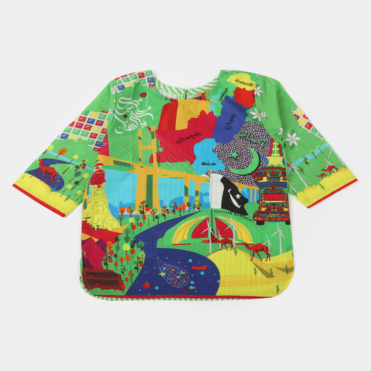 Infant Girls Cotton independence Top Mera Pakistan - Green