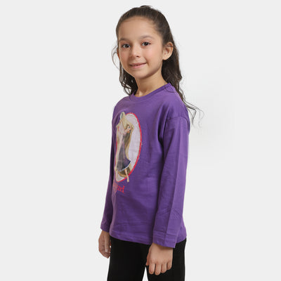 Girls Cotton T-Shirt F/S Rapunzel- Purple